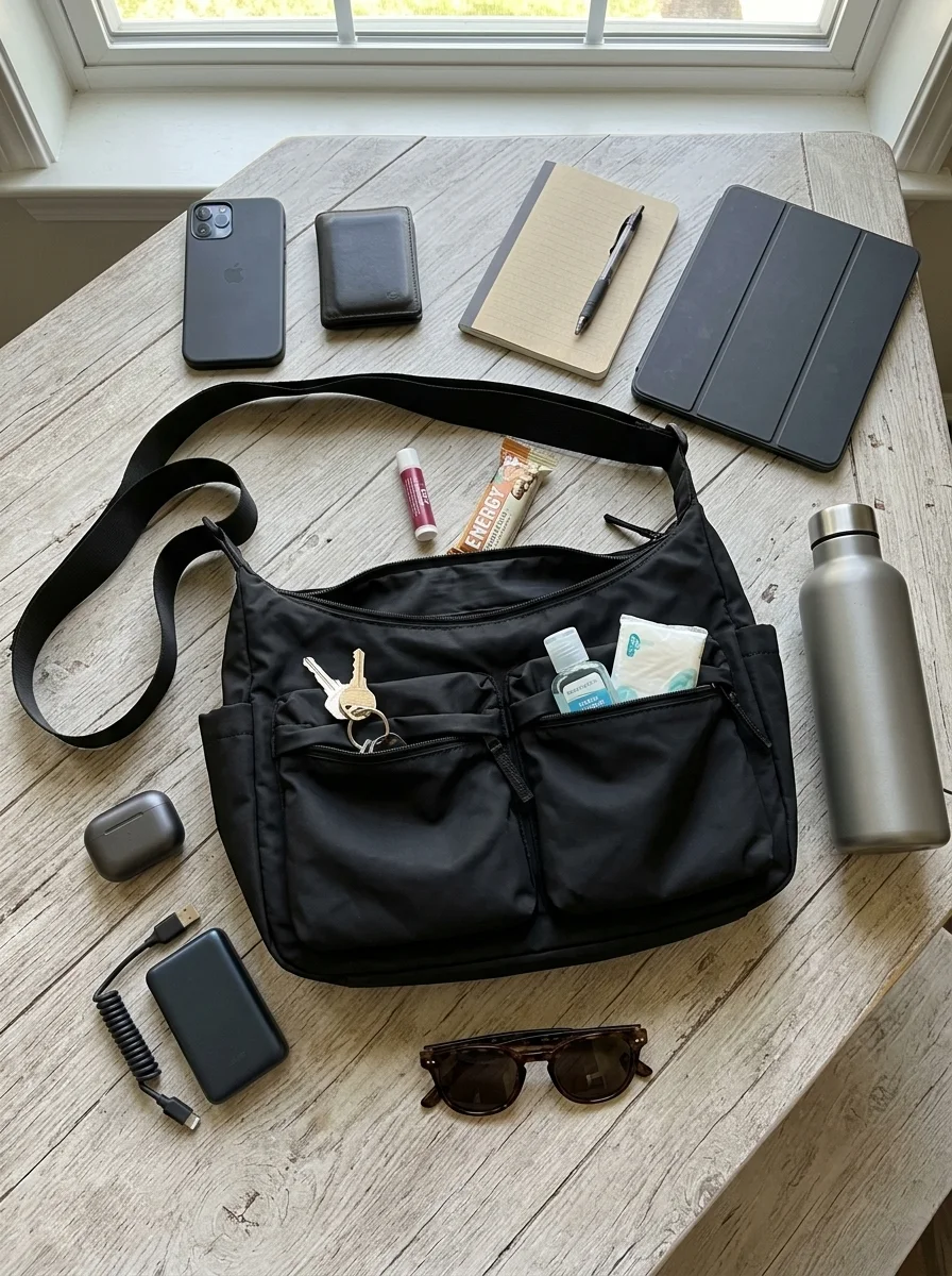 Everything that fits inside the crossbody bag