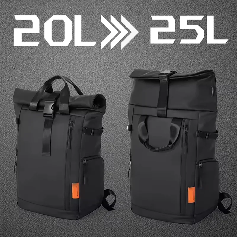 Expandable roll-top: from 20 litres to 25 litres